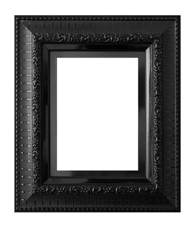 Antique black gray frame isolated on white background, clipping pathの写真素材