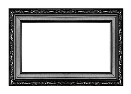 Antique black gray frame isolated on white background, clipping pathの写真素材