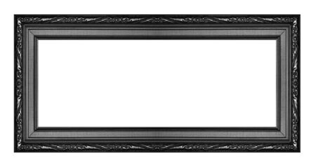 Antique black gray frame isolated on white background, clipping pathの写真素材