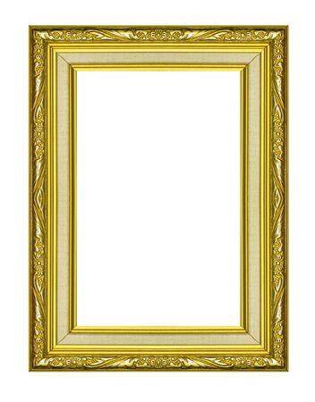 Antique golden frame isolated on white background, clipping path.の写真素材
