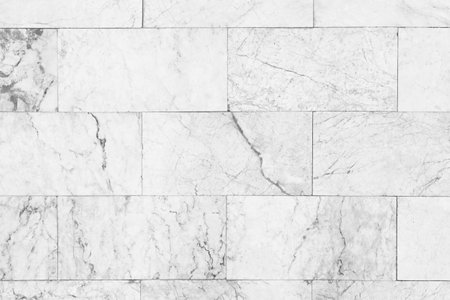 White marble tile background or texture and copy space, horizontalの写真素材