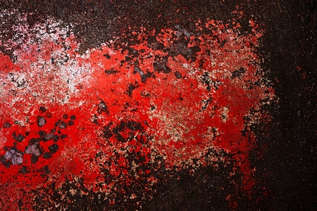 Blood texture or background. Concrete wall with bloody red stains for halloween.の写真素材
