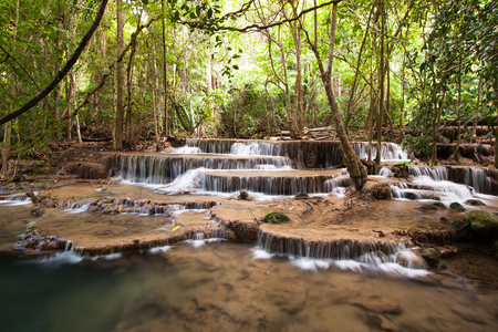 Waterfall in Srinakarin Dam National Park, Kanchanaburi Province, Thailandの写真素材