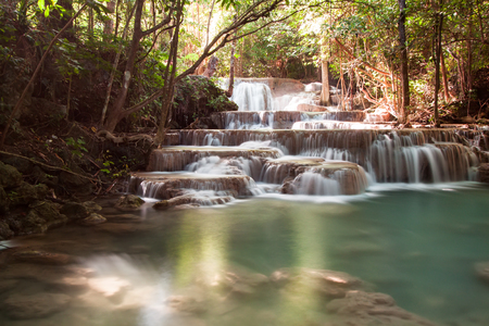 Waterfall in Srinakarin Dam National Park, Kanchanaburi Province, Thailandの写真素材