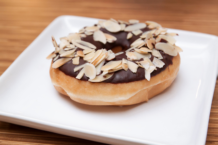 Chocolate Almond Donutの写真素材
