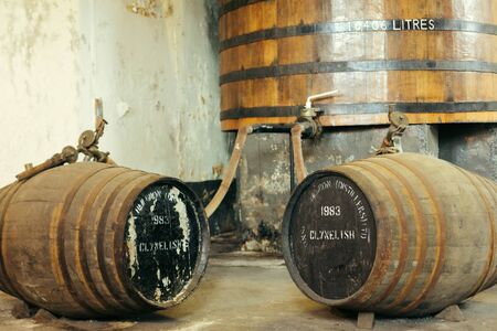 Brora, Scotland / March 22 2018 - Whisky casks in a filling store in Brora distillery, Scotland, UK. Brora distillery is although  known as Clynelish distilleryのeditorial素材
