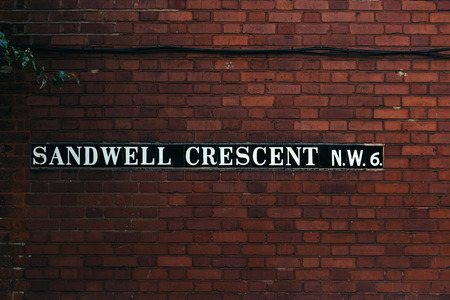 Sandwell Crescent street sign, Hampstead,  London Borough of Camden, UK