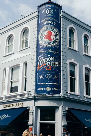 London/UK - July 20 2018: The Ginstitute shop, called The Distillery - located on the corner of Portobello Road and Talbot Road in London, UKのeditorial素材