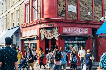 London/UK - July 21 2018: The Alice's Antique Shop on Portobello Road in Notting Hill, London, UKのeditorial素材