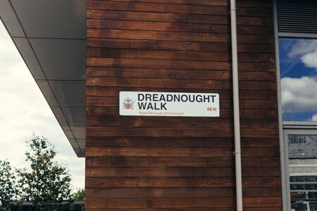 London, UK - July 23, 2018: Dreadnought Walk street sign, Royal Borough of Greenwich, London, UKのeditorial素材