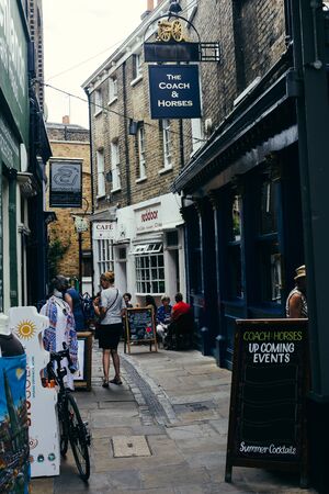 London, UK - July 23, 2018: Coach and Horses Pub on the Turnpin Lane on the Greenwich Market, London, UKのeditorial素材