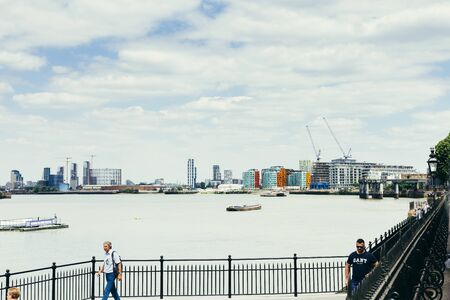 London, UK - July 23, 2018: Ossel Court and the Olympian Way viewed from the Greenwich Pierのeditorial素材