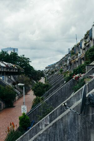 London, UK - July 30, 2018: Rowley Way terraced apartments, London Borough of Camden, UKのeditorial素材