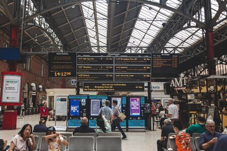 London/UK - 22/07/2019: people waiting for their train at the Marylebone Station. The station is...