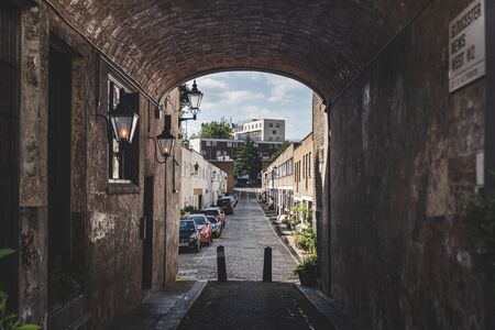 London/UK - 22/07/19: Gloucester Mews West, Bayswater. Bayswater is an affluent area within the City of Westminster. It is also one of London's most cosmopolitan areasのeditorial素材