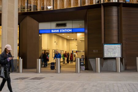 London / UK - Nov 29, 2019: Bank Undeground Station by The Walbrook in the Bloomberg Building in Londonのeditorial素材