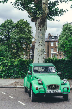 London/UK-30/7/18:green CitroÃ«n 2CV SpÃ©cial parked on a street in London. The CitroÃ«n 2CV...