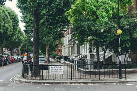 London/UK-30/7/18: Edwardian architecture terrace houses on Randolph Avenue. Terrace house is a form...