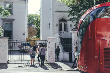 London/UK-30/7/18: tourists taking picture of the Abbey Road Studios, a recording studio at 3 Abbey...