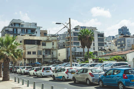Tel Aviv/Israel-10/10/18: car parking on Ezra HaSofer Street near Retsif Herbert Samuel Street and...