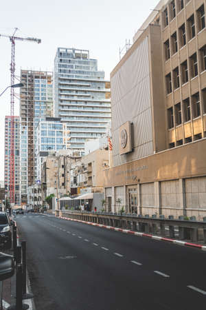 Tel Aviv / Israel-13/10/18: U.S. Embassy Branch Office on HaYarkon Street in Tel Aviv, the former building of the embassy of the USA in Israel since its relocation to the Jerusalem in May 2018のeditorial素材