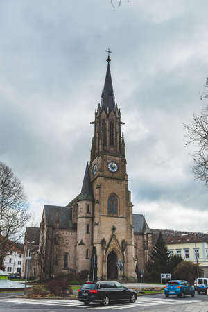Bad Kissingen/Germany-31/12/18: Evangelical Lutheran Church on Von-Hessing Street in Bad Kissingenのeditorial素材