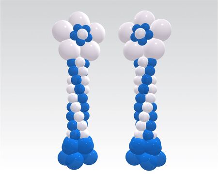 Balloon tree ,Color white and blueの写真素材