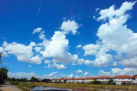 The sky above the villageの写真素材