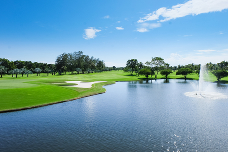 Landscape Wide green lawns, golf courses.の写真素材