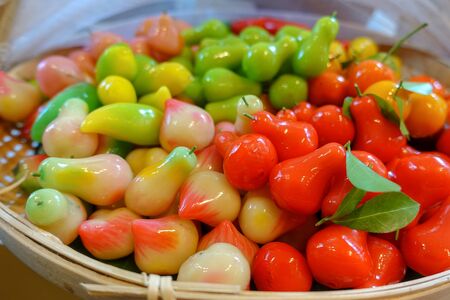 Deletable imitation fruits or Kanom look choup ,Thailand dessertの写真素材