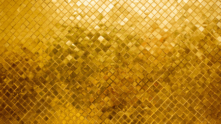 Gold tile mosaic wall glitter background texture Luxury and Elegantの写真素材