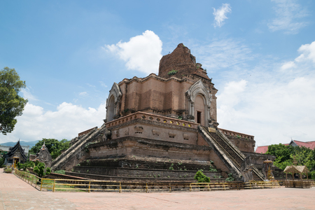 Wat Chedi Luang , Thai pagoda in North of Thailand (Chiang Mai Province).The old pagoda in Lanna Style.の写真素材