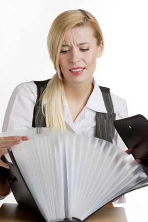 portrait of businesswoman with folderの写真素材