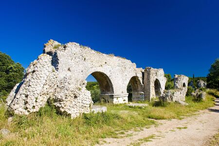 ruins of Roman aqueduct near Meunerie, Provence, Franceの写真素材