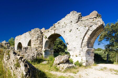 ruins of Roman aqueduct near Meunerie, Provence, Franceの写真素材