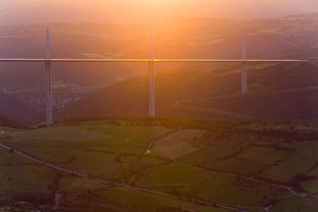 Millau Viaduct, Aveyron Département, Franceのeditorial素材