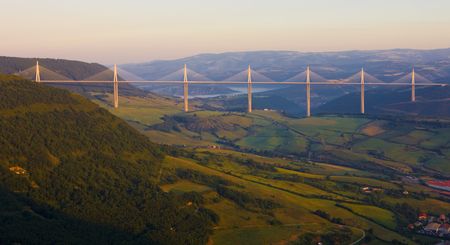 Millau Viaduct, Aveyron Département, Franceのeditorial素材