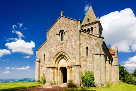 Montagne de Dun Church, Le Brionnais region, Burgundy, Franceの写真素材