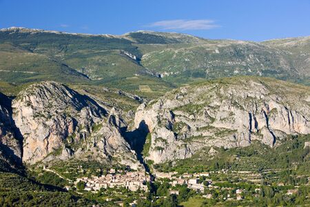 Moustiers Sainte Marie, Alpes-de-Haute-Provence Departement, Franceの写真素材
