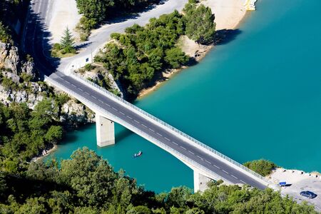St Croix Lake, Les Gorges du Verdon, Provence, Franceの写真素材
