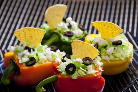 peppers filled with saladの写真素材