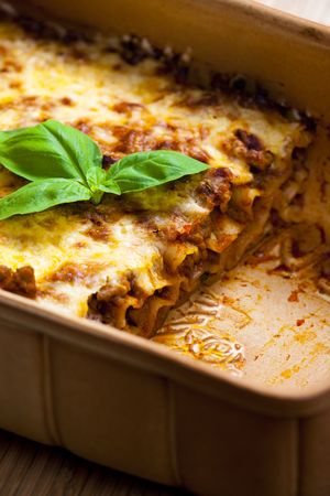 lasagne with tomato sauce and minced meatの写真素材