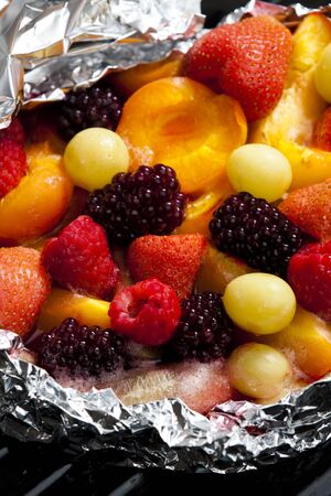 warm fruit saladの写真素材