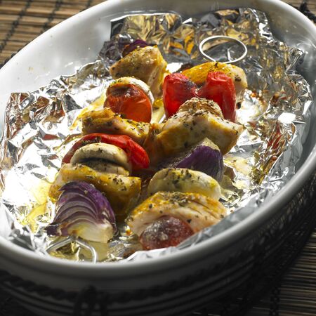 chicken skewersの写真素材