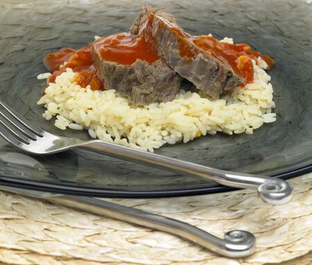 beef meat with tomato sauceの写真素材