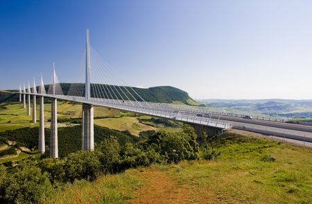 Millau Viaduct, Aveyron Département, Franceのeditorial素材