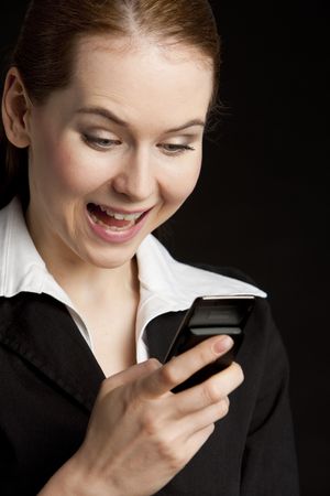 portrait of businesswoman with mobileの写真素材