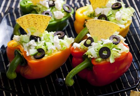 peppers filled with saladの写真素材