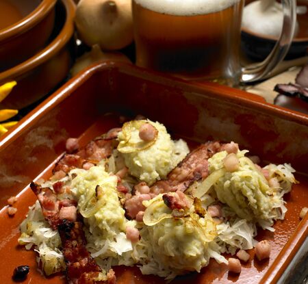 South Bohemian dumplings with cabbageの写真素材