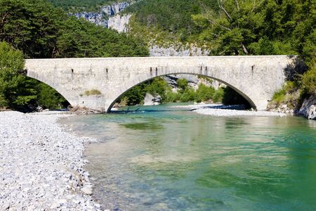 Carejuan Bridge, Verdon Gorge, Provence, Franceの写真素材